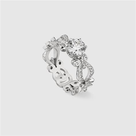 gucci flora 18k gold ring|Gucci Flora 18k solitaire ring in white gold .